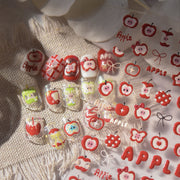 Golden Apple & Tooth Collection: "Cute Golden Apple Tooth" – 3D Embossed Nail Sticker
