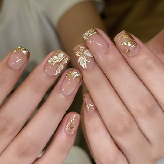 Short square armor Internet celebrity explosion butterfly flower press-on nails