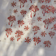 Fogos de Artifício Metálicos Vermelhos: "Festive Red Firework" – Adesivo de Unha 5D em Relevo