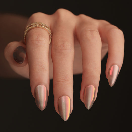 nail film short almond-shaped wearable nail film finished product wholesale Aurora cat eye simple manicure fake nails｜365nails