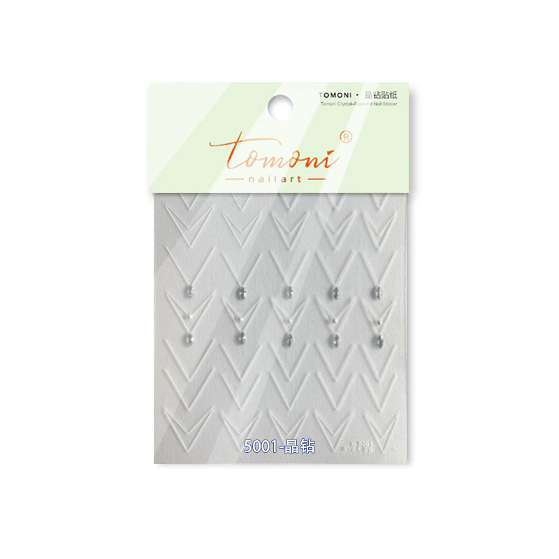 Minimalist Chevron: "Silver Crystal Chevron" – 3D Embossed Nail Sticker