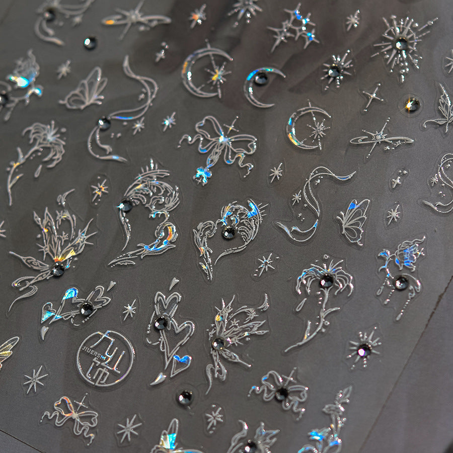 365nails: "holographic crystal butterfly & moon" – Nail Art Stickers