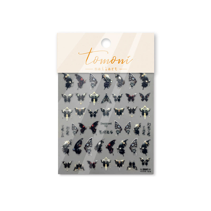 365nails 미니멀 화이트 나비 우아한 네일 스티커
