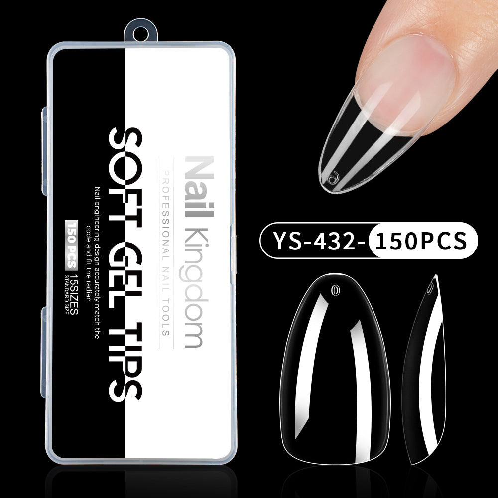 Nail Tips Full number of special nail pads for nail salons, transparent and seamless 150 pcs, boxed press on nails pads, almond trapezoidal fake nails.