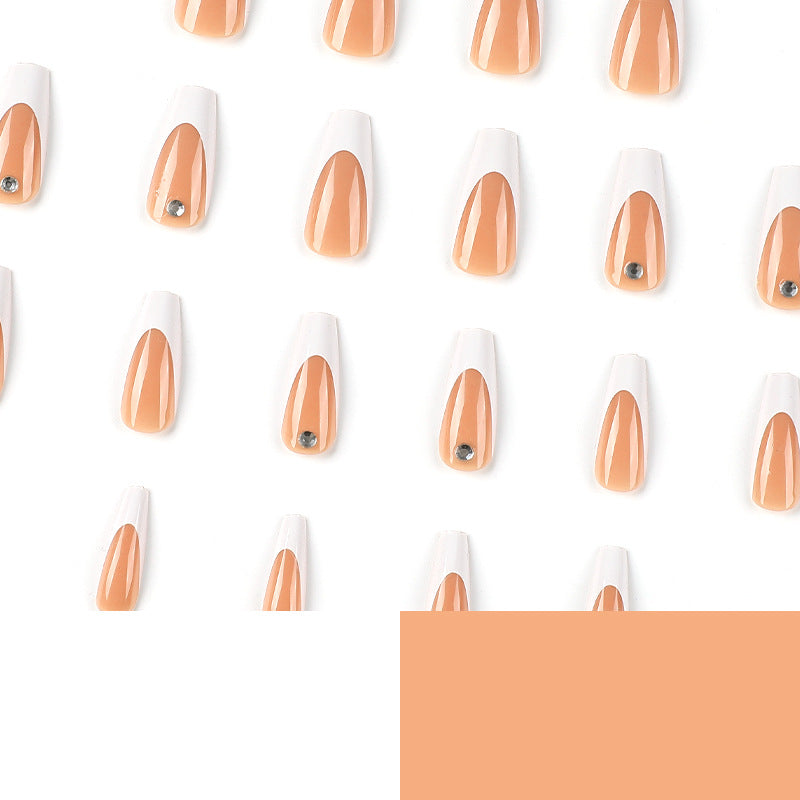 Press on nails, French white edge rhinestone Press on nails wholesale nails patch finished fake nails nails nails｜365nails