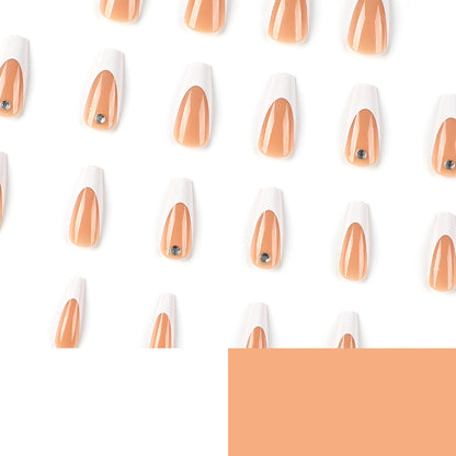 Press on nails, French white edge rhinestone Press on nails wholesale nails patch finished fake nails nails nails｜365nails