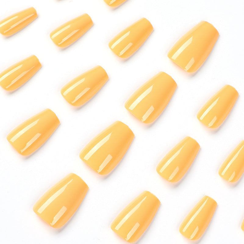 黃色成品短款芭蕾形穿戴甲貼片 批發｜365nails