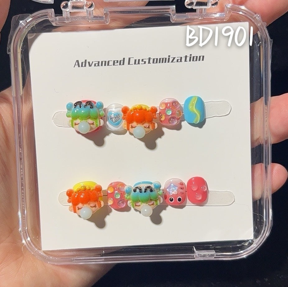 可愛迷你卡通兒童穿戴甲綜合盒
