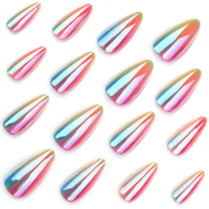 Colorful coated wearable nail art short almond nail patch   hot-selling wearable nail wholesale｜365nails