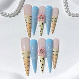 Leopard Floral Extra Long Stiletto Press On Nails