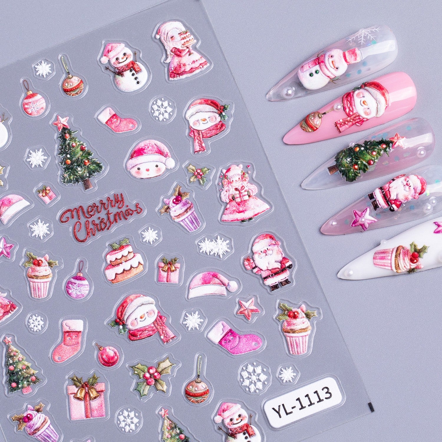 Christmas themed nail art sticker 5D relief three-dimensional cute snowman DIY Christmas nail sticker jewelry YL
