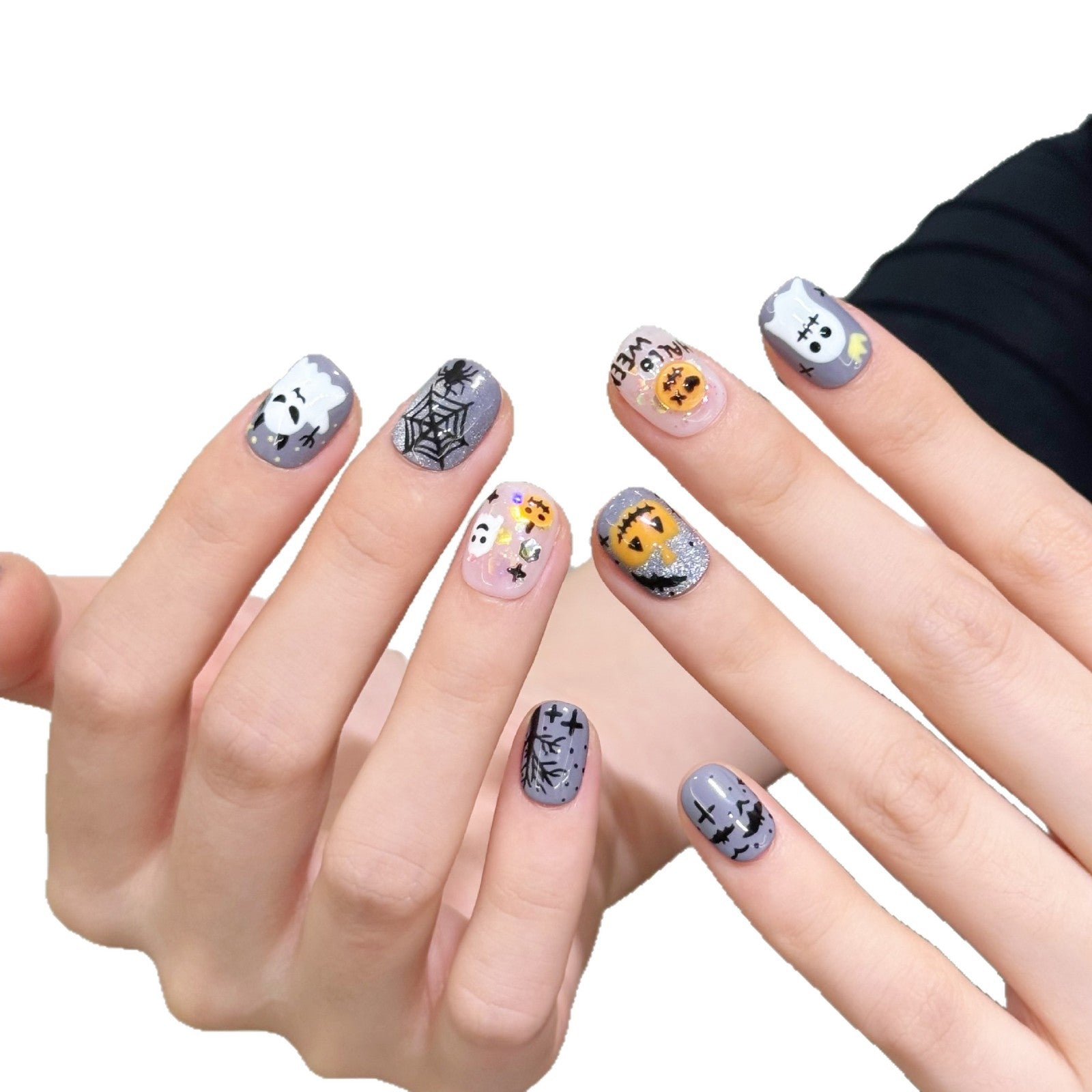 Spooky Midnight Ghost Pumpkin Halloween Cartoon Nail Art Set