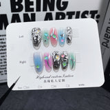 Autumn and winter new handmade worn nail sweet cool Spice girl contrasting color Handmade press on nails art finished patch  sticker｜365nails