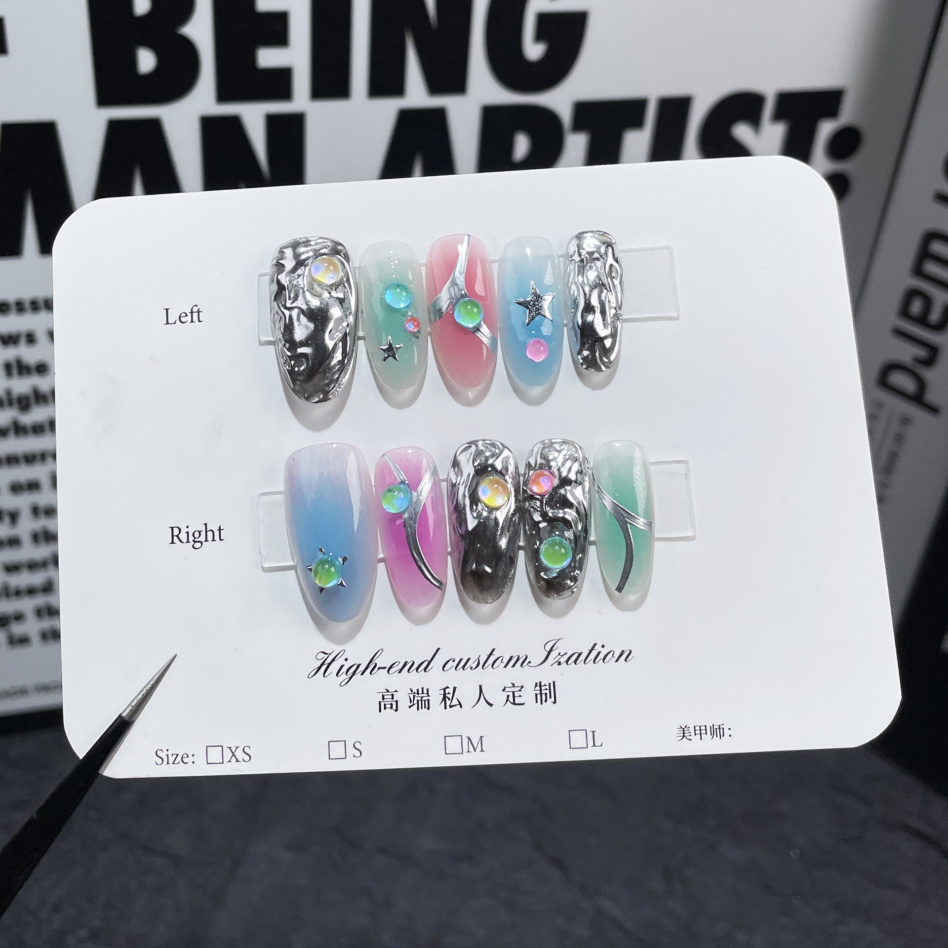 Autumn and winter new handmade worn nail sweet cool Spice girl contrasting color Handmade press on nails art finished patch  sticker｜365nails