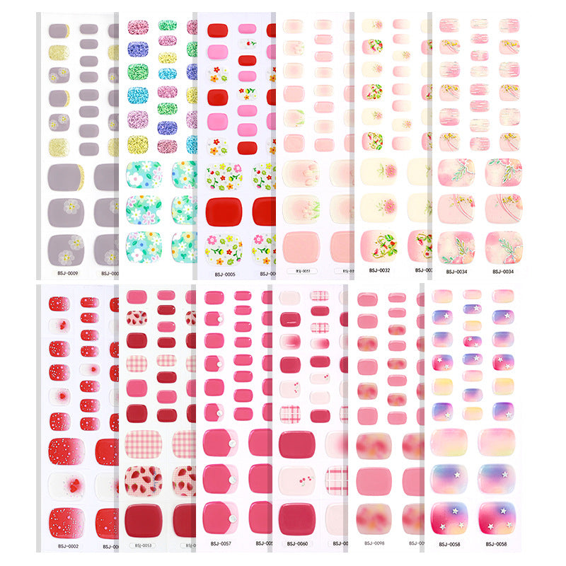 Semi-Cured Gel Nail Strips Fresh Floral 3D Foil Glossy Design (MOQ=3)