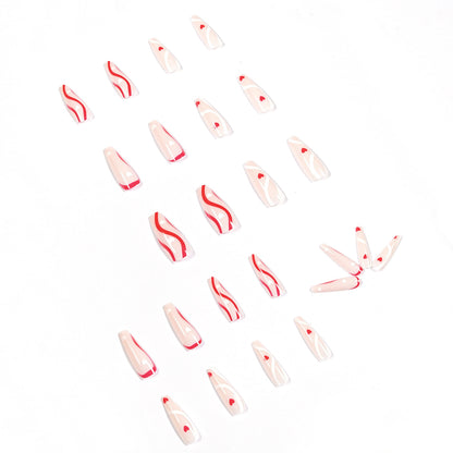 Pop Line Long Ballet Wear Nail Art Finished Fake Nail Nail Art Patch Nail Patch Removable Nail｜365nails