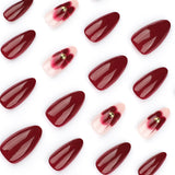 Simple red atmospheric wearable manicure, advanced sense wearable nail film, short almond flower fake nail wholesale