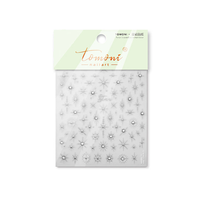 Holographic Starburst Nail Stickers – 3D Rhinestone Celestial Set