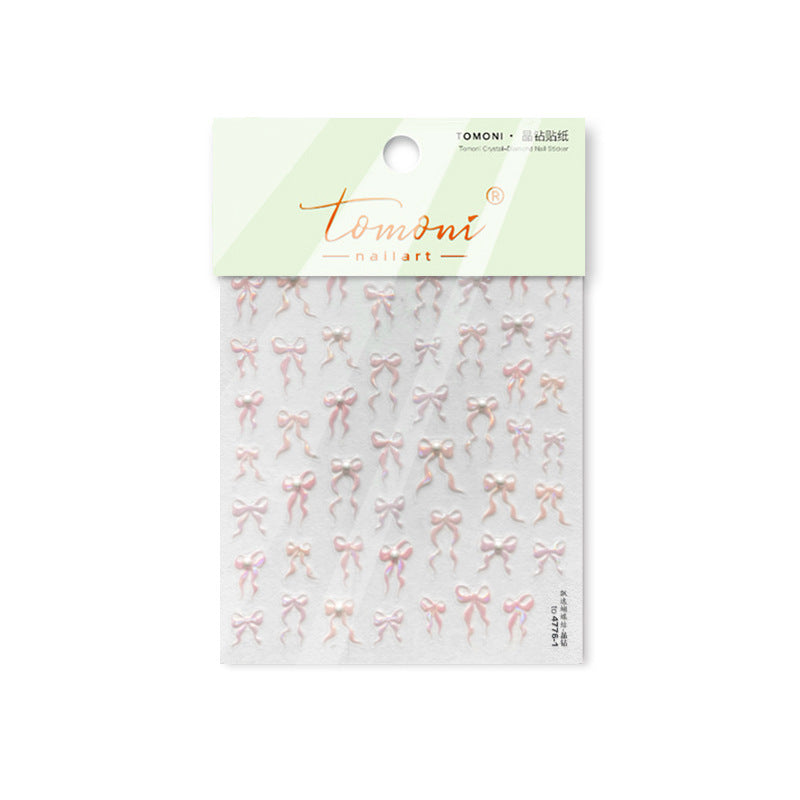 Crystal Bow Collection: "Black Crystal Bow" – 3D Embossed Nail Sticker