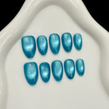 Solid Aqua Blue Glossy Press On Nail Set