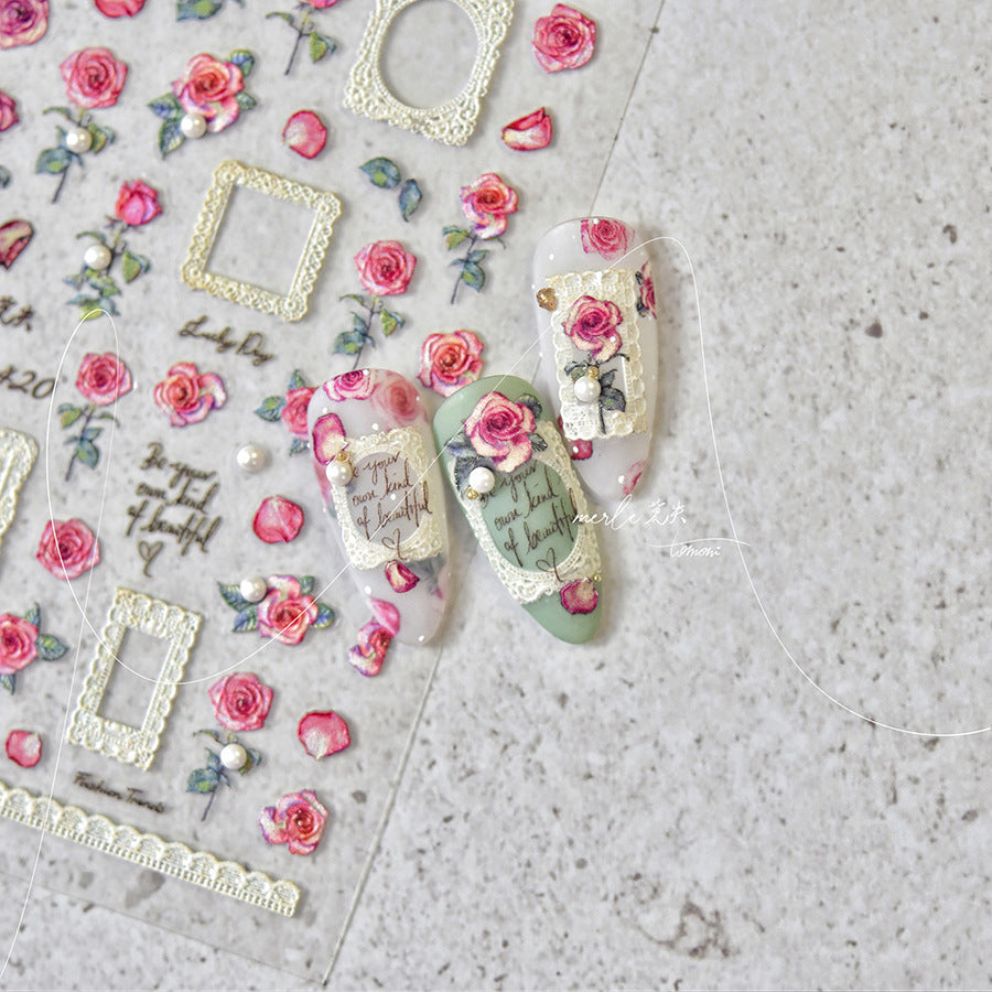 365nails : « Set de stickers cristal Cadre de Roses Vintage »