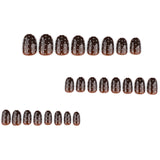 Brown autumn and winter models wear nail art fake nails white polka dots short round fake