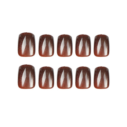 Wearing nail pads Hazelnut brown cat eye nail pads pads Finished nail pads pressed on nails｜365nails