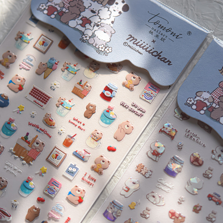 365nails: 귀여운 곰 피크닉 – 네일 아트 스티커
