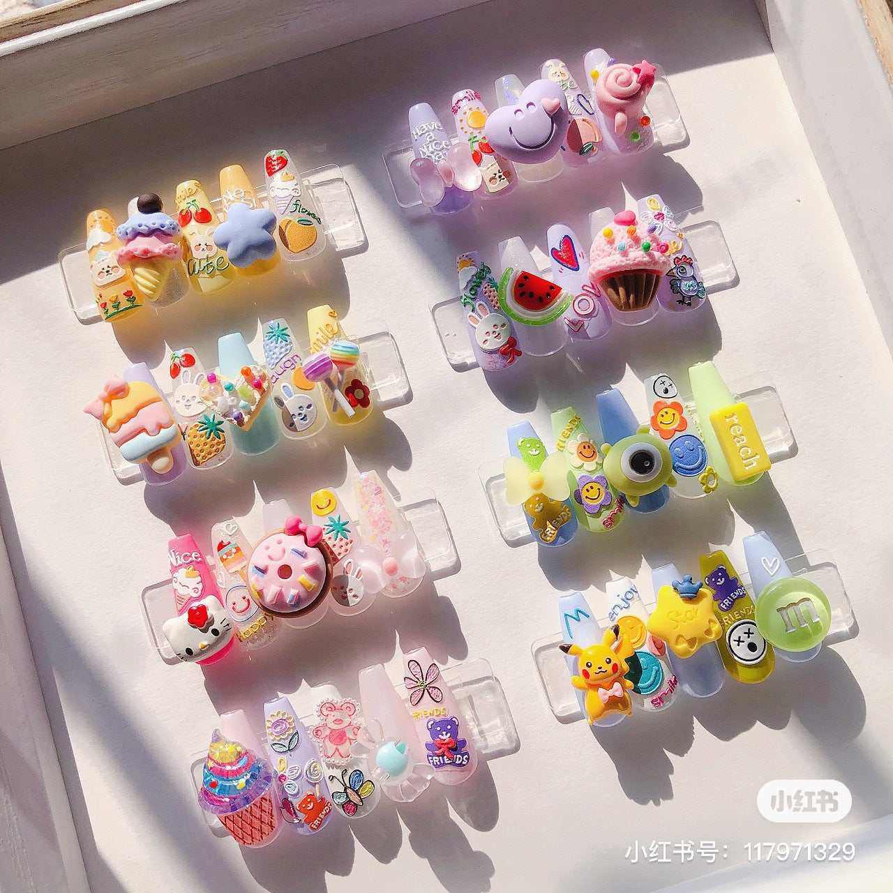 Strawberry Bear Collection: "Kawaii Berry Friends" – 3D Embossed Nail Sticker