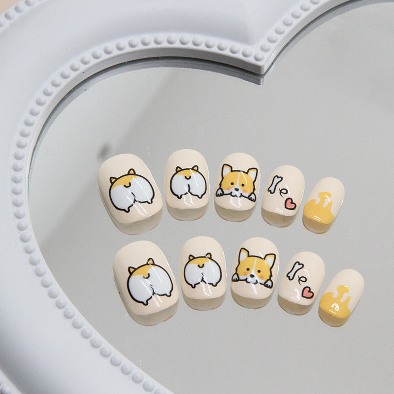Filhote de Corgi fofo removível Love unhas infantis ｜ 365nails