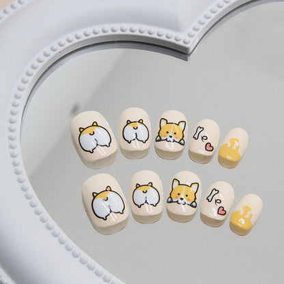 Cute Corgi Puppy Removable Love kids nails｜365nails