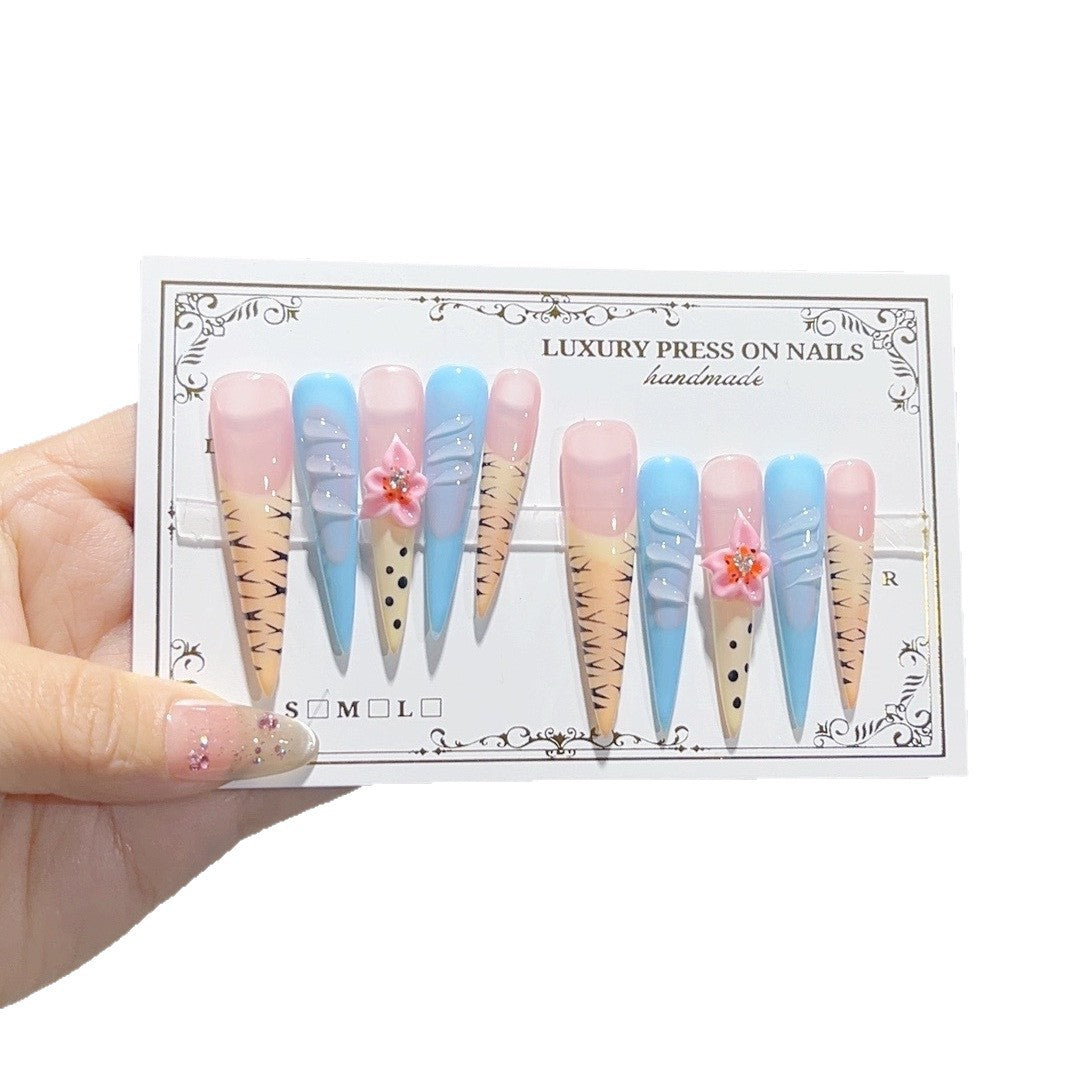 Leopard Floral Extra Long Stiletto Press On Nails