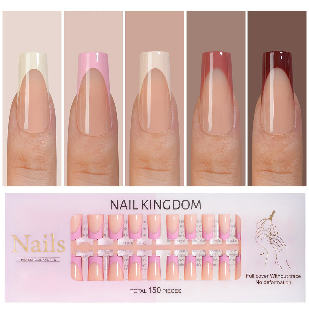Nail Tips press on nails  explosion five-color French manicure glossy high-end square removable patch fake nail nail piece