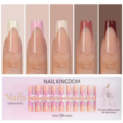 Nail Tips press on nails  explosion five-color French manicure glossy high-end square removable patch fake nail nail piece