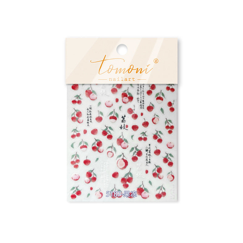 365nails: "Watercolor Lychee & Calligraphy" – Nail Art Stickers