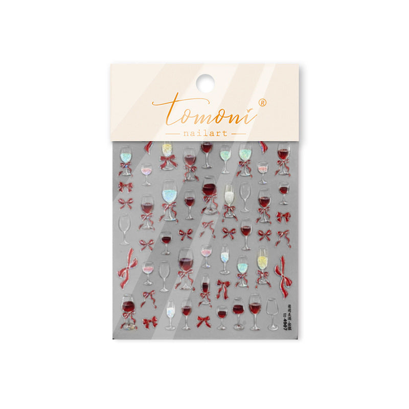 365nails: "Wine Glass & Red Bow" – Nail Art Stickers
