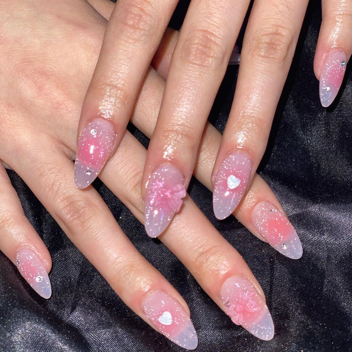 粉色蝴蝶結穿戴甲 愛心甲貼 可穿戴甲片 批發｜365nails