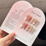 Pink Gradient Cotton Texture Nail Display Card – Elegant Press‑On Nail Packaging Background Card