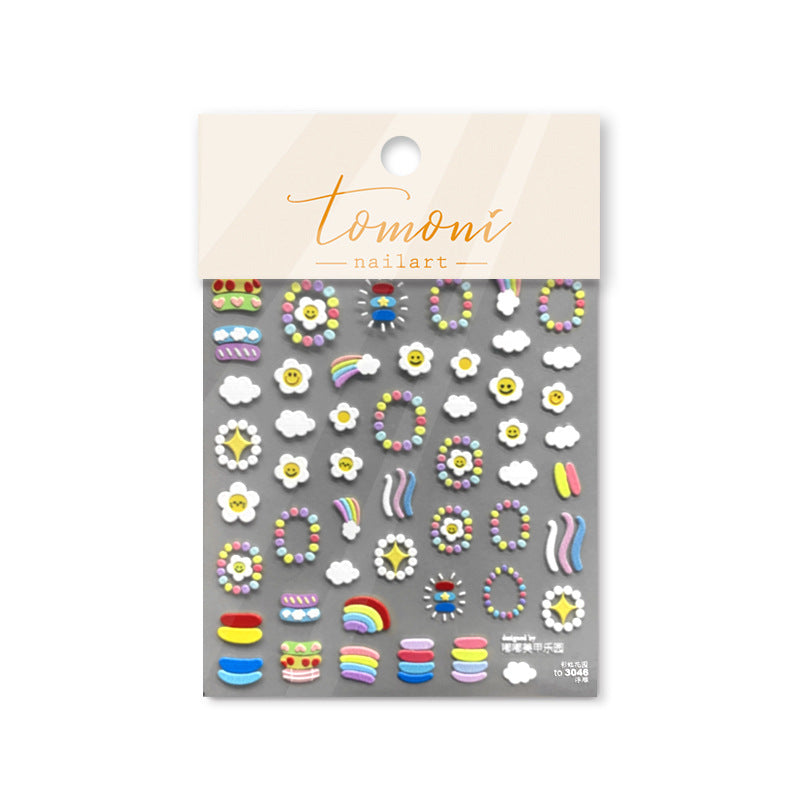 365nails: "Y2K Rainbow Flower Smile Face" – nail art stickers