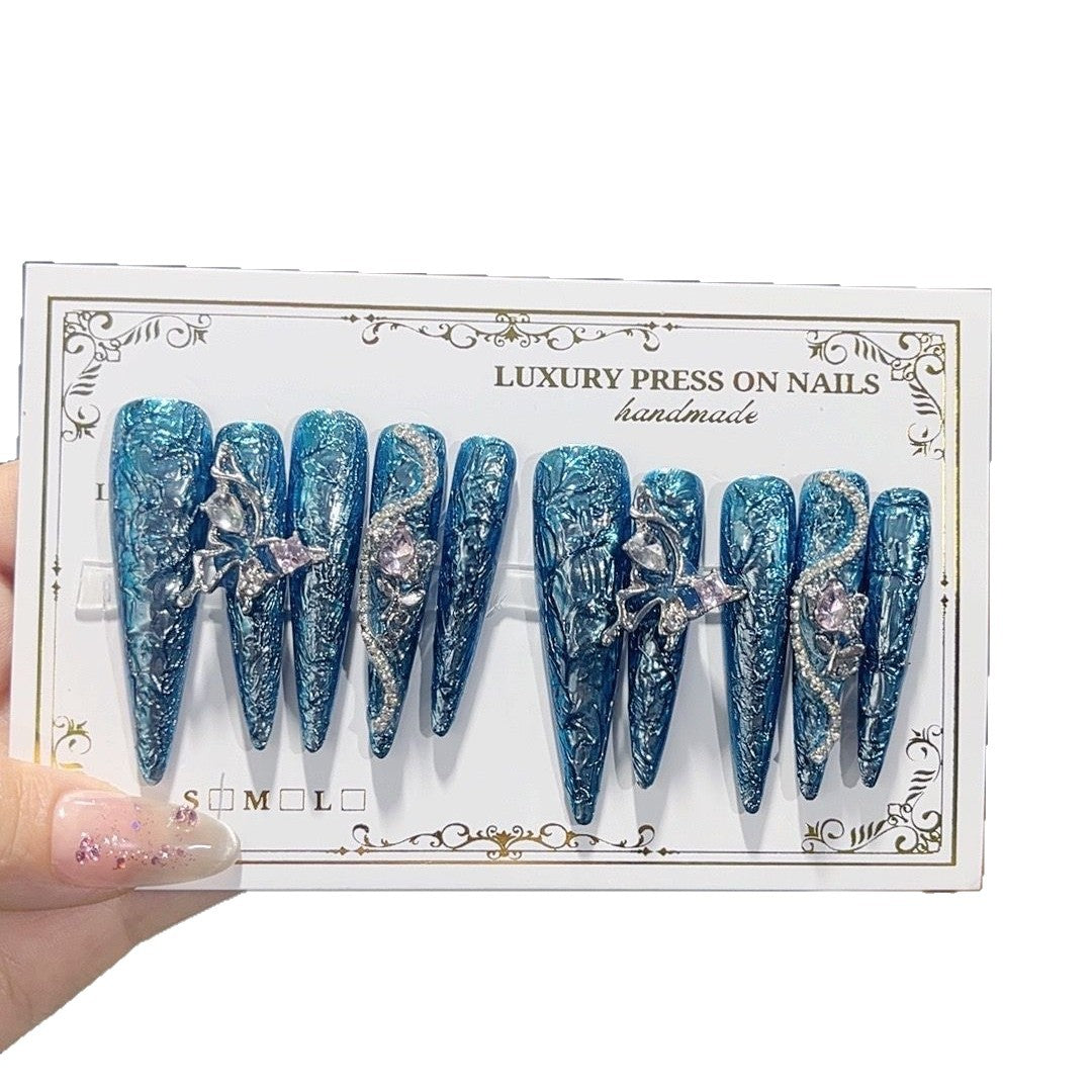 Metallic Blue Fairy Gothic Press On Nail Set