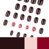 Elegant Burgundy Nails with Floral Accent Art