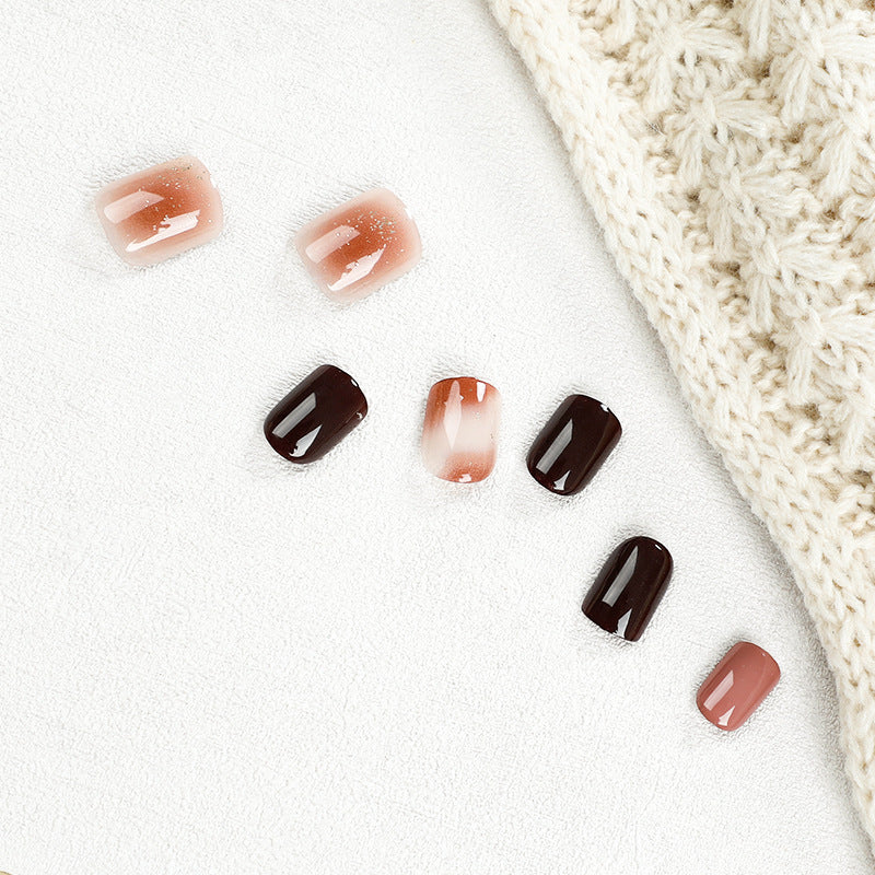 Press on   strong tea coffee nail  white fake  Press on nails wholesale nails｜365nails