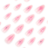 Simple blush short almond love point diamond press-on nails