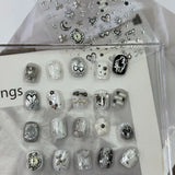 Silver Metallic Drip Heart Nail Stickers – Celestial Star Moon Clock Set