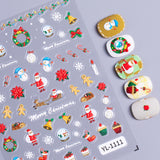 Christmas themed nail art sticker 5D relief three-dimensional cute snowman DIY Christmas nail sticker jewelry YL