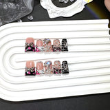 Pink Black Heart Chain Gothic Sweet Press On Nails