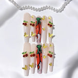 Cherry Butterfly Nude Press On Nails