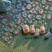 Christmas Snow Globe & Crystal Accent Nail Sticker Set – "Winter Wonderland Snow Globe"