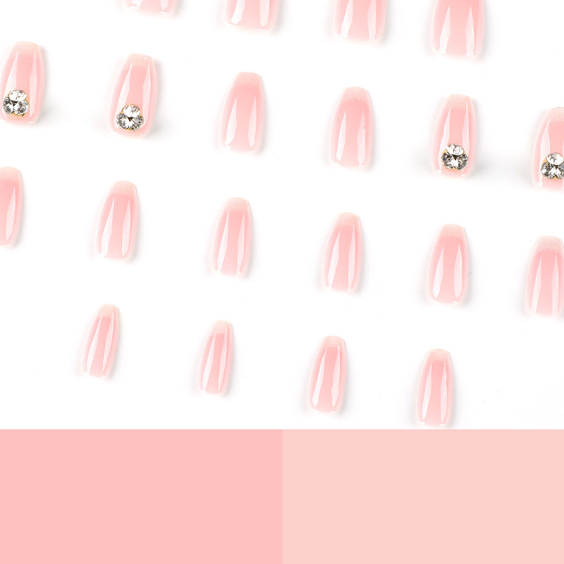 穿戴甲 粉色漸變堆鑽 甲貼 可移除 成品 批發｜365nails