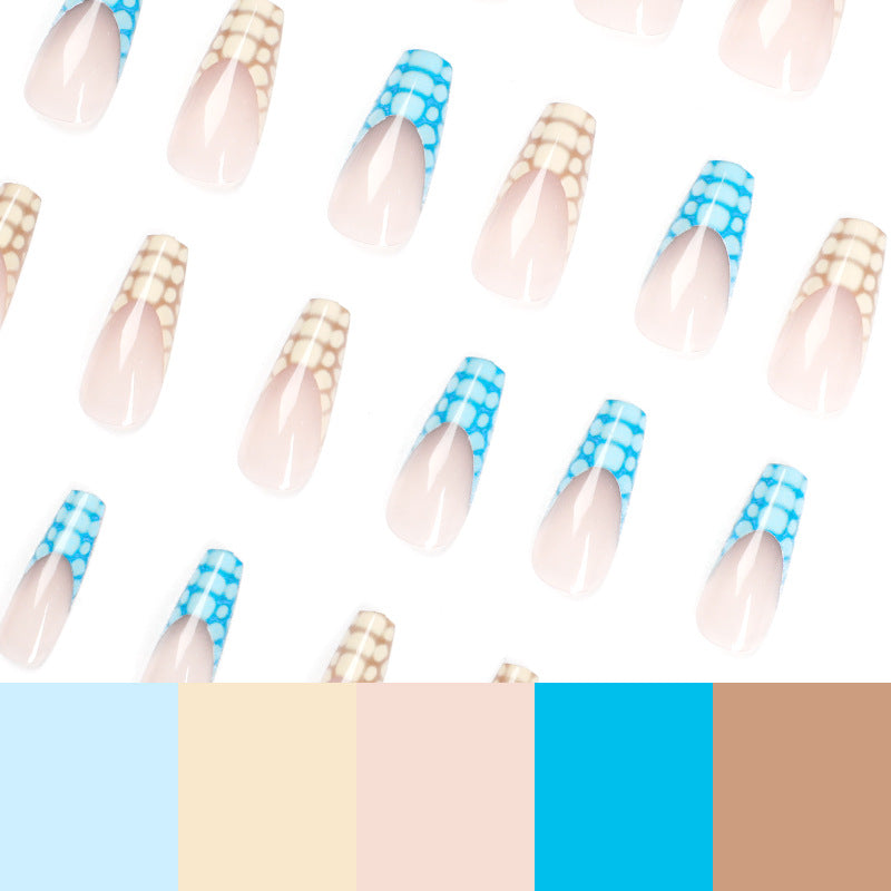 Unhas postiças com estampa de crocodilo e pato mandarim azul e amarelo, adesivo para unhas removíveis, atacado｜365nails